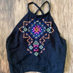 Hollister XS Embroidery Tank Top Black